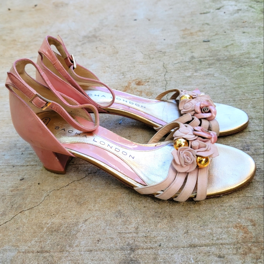 Sacha London Patent Leather Flower Sandals 41.5